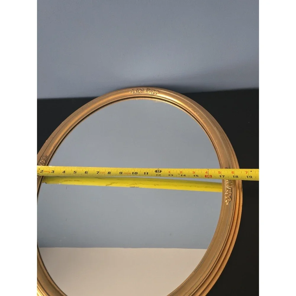 Uttermost Mirror Company Gold Narrow Oval Ornate Framed Wall Mirror Vintage